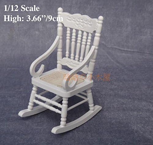 1:12 Dollhouse Furniture Miniature Rocking Chair Wood Rolling Chair Arm Chair
