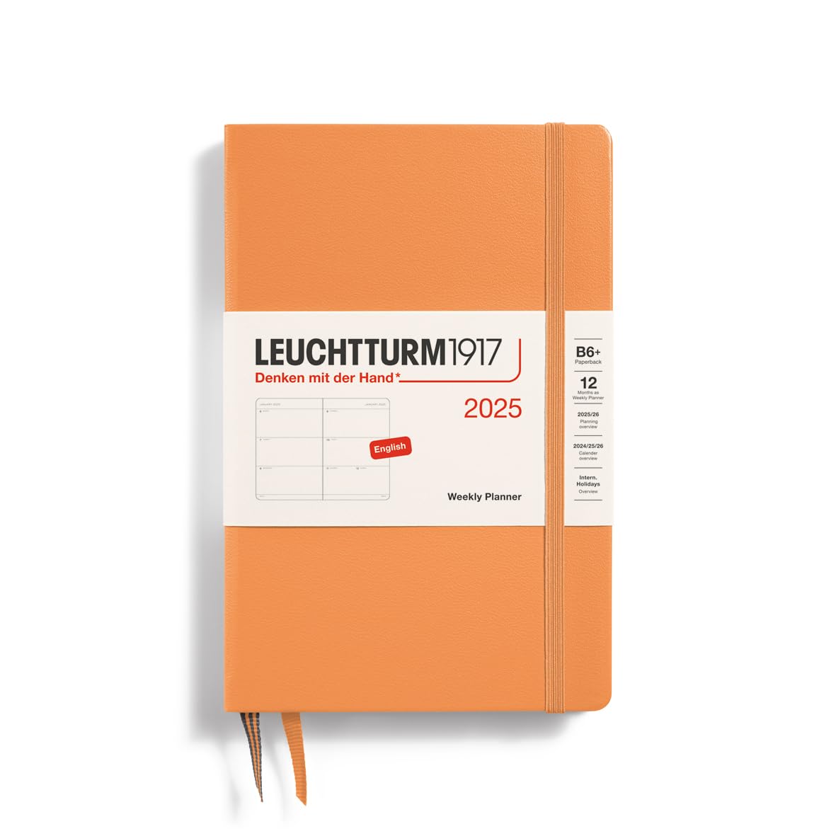 LEUCHTTURM1917 371015 Weekly Planner Paperback (B6+) 2025, Apricot, English