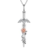 Sbzxbt Master Sword Necklace Sterling Silver Link Necklace for Cosplay Warriors Jewelry Gifts for Unisex