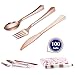 Tbwisher Rose Gold Plastic Silverware, 400 pcs Party Supplies Plastic Flatware, Disposable Plastic Cutlery