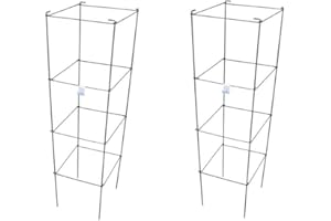 MTB SUPPLY Galvanized Square Folding Tomato Cage Plant Support Stake Tower 12 inch by 46 inch, Pack of 2 Sets