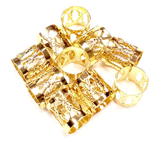 Dread Lock Dreadlocks Braiding Beads Gold Silver Metal Cuffs Hair Accesories Decoration Filigree Tube Rasta 10mm Beads (Gold)