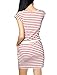 Allegra K Women's Scoop-Neck Stripes Sleeve Short Fitted Dress, Red, Medium