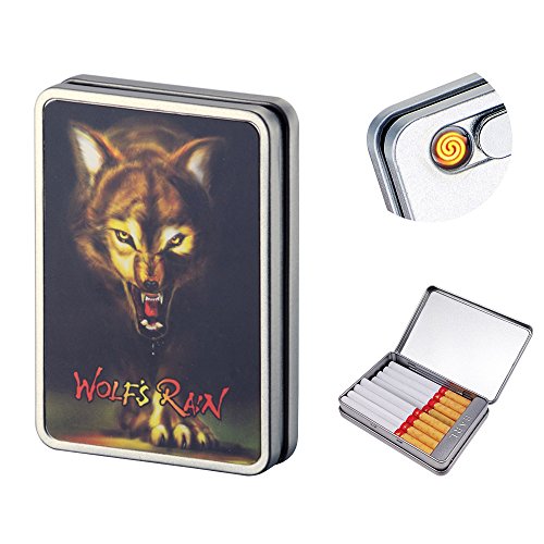 USB Cigarette Case with Lighter Cigarette Box Electronic Flameless Rechargeable Windproof Lighters Can Hold 16 Cigarette Smoke