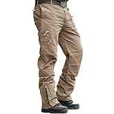 CRYSULLY Men's Cargo Pants Tactical Work Pants for Men Ripstop 9 Pockets Construction Trousers (No Belt)