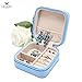 LELADY Small Jewelry Box Portable Travel Jewelry Case Organizer Faux Leather Storage Holder for Earrings Rings Necklaces, Gifts for Women Girls Mini Size (Sky Blue)