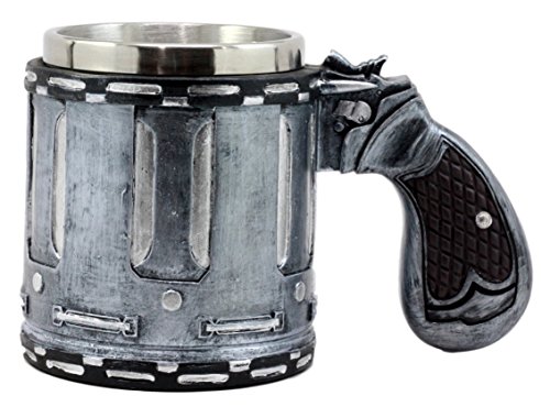 Ebros Gift Western Revolver Gun Pistol Barrel Case Mug Beer Stein Tankard Coffee Cup 6.75"L As Kitchen Dining Party Hosting Accessory Decoration With Wild West Military Theme Perfect Gift For Men