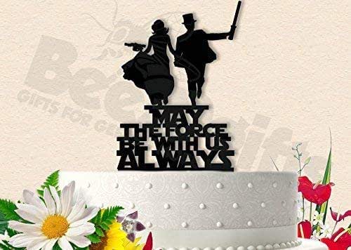 Amazon Com Jedi Couple May The Force Be With Top Hats Wedding Anniversary Cake Topper Handmade