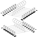 Metal Slacks Skirts Hangers, Space Saving Pants Hangers for Children Heavy Duty Skirts Hangers with 2 Adjustable Non Slip Clips, A Pack of 15 Flexible Hangers for Skirts, Pants, Slacks, Shorts