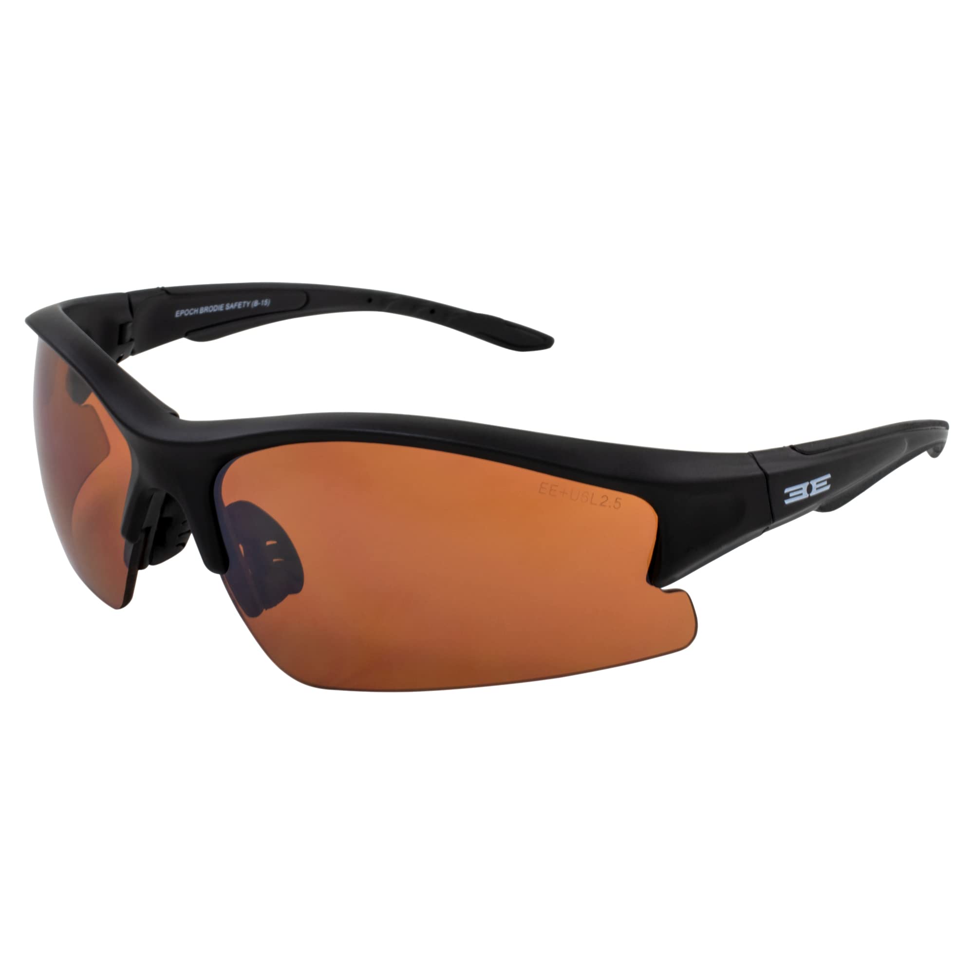 Epoch Eyewear 1 Black Golf Sport Motorcycle Sunglasses Black with Amber Lens