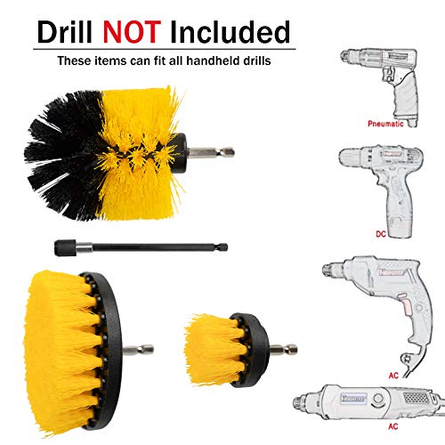 [4 Pack Set] Auto Detailing Drill Brush Set , Wheel Cleaner Brush , Car