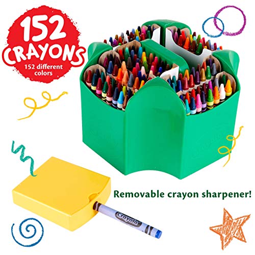 Crayola Ultimate Crayon Box Collection (152ct), Bulk Kids Crayon Caddy, Classic & Glitter
