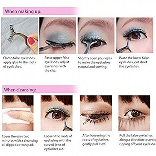 False Eyelashes Applicator Tool Eyelash Extension Tweezers Remover Clip Tweezers Nipper (Golden)