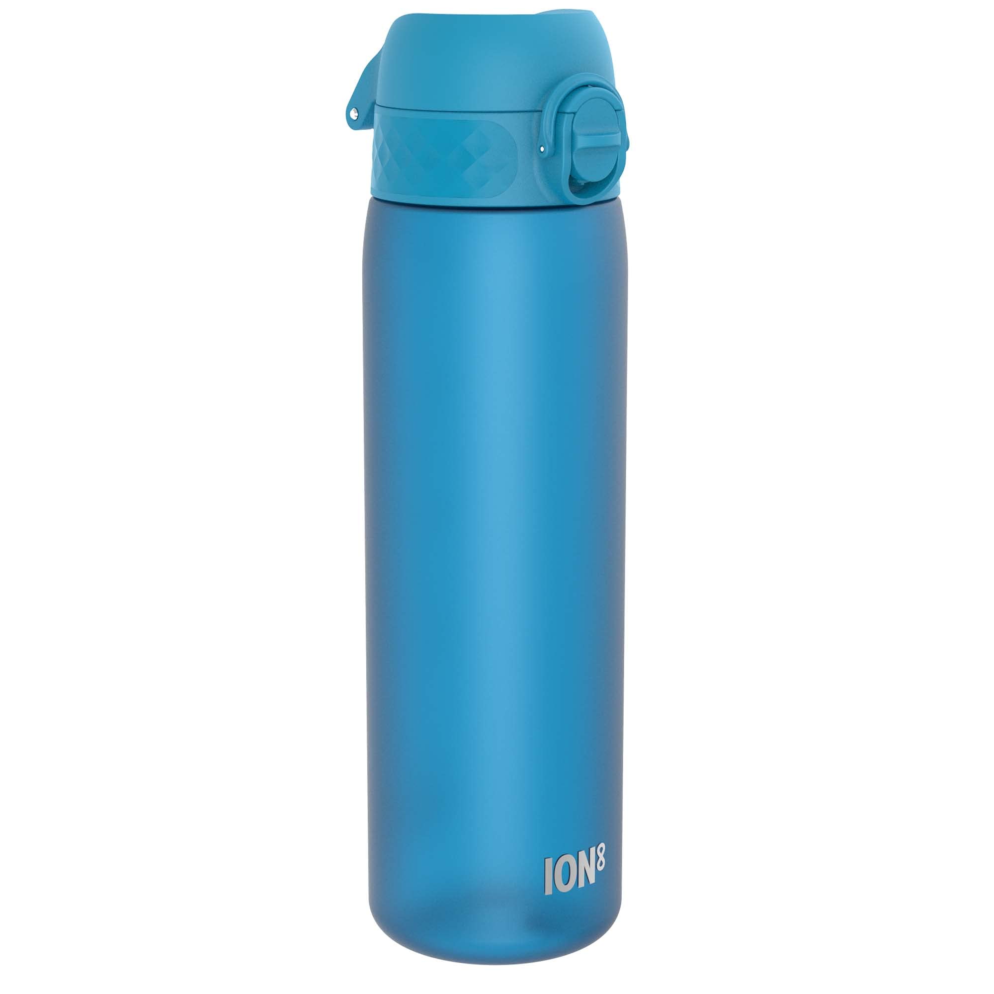 Ion8 Water Bottle, 500 ml/18 oz, Leak Proof, Easy to Open, Secure Lock, Dishwasher Safe, BPA Free, Hygienic Flip Cover, Carry Handle, Fits Cup Holders, Easy Clean, Carbon Neutral, Blue