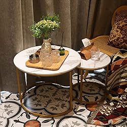 aboxoo Coffee Table Nesting White Set of 2 Side Set