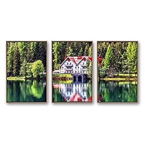 Framed Canvas Wall Art for Living Room, Bedroom Beautiful Nature Norway Landscape Canvas Prints for Modern Home Decoration Ready to Hang - 16"x24"x3 Panels