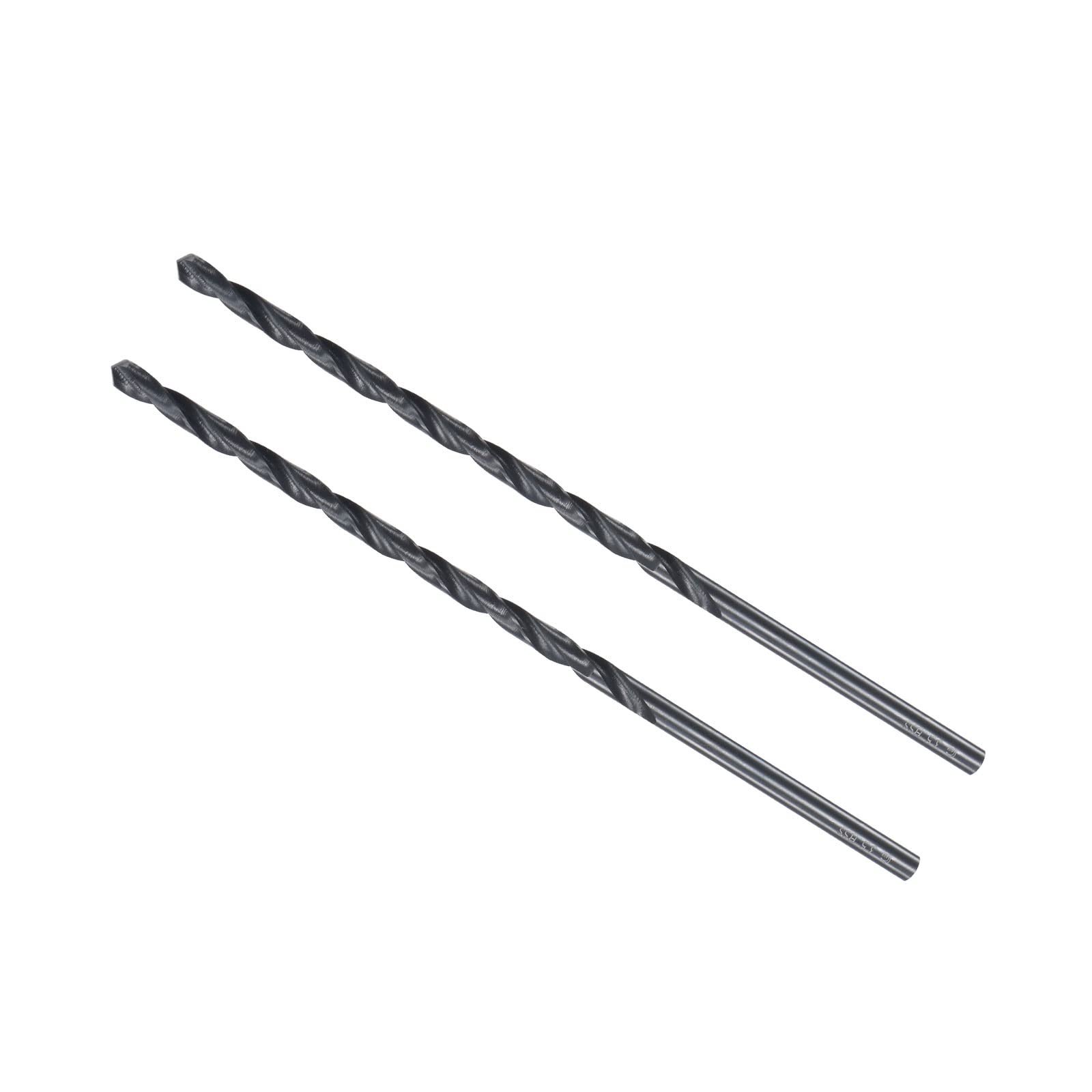 CoCud Twist Drill Bits, 3.5mm Drilling Diameter, Black Oxide High Speed Steel Extra Long Straight Shank - (Applications: for Stainless Steel Alloy Metal), 2-Pieces