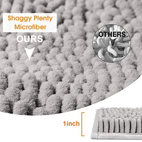 BYSURE Light Grey Bathroom Rug Set 3 Piece, Bath Rugs Toilet Rugs and Mats Sets, Extra Absorbent