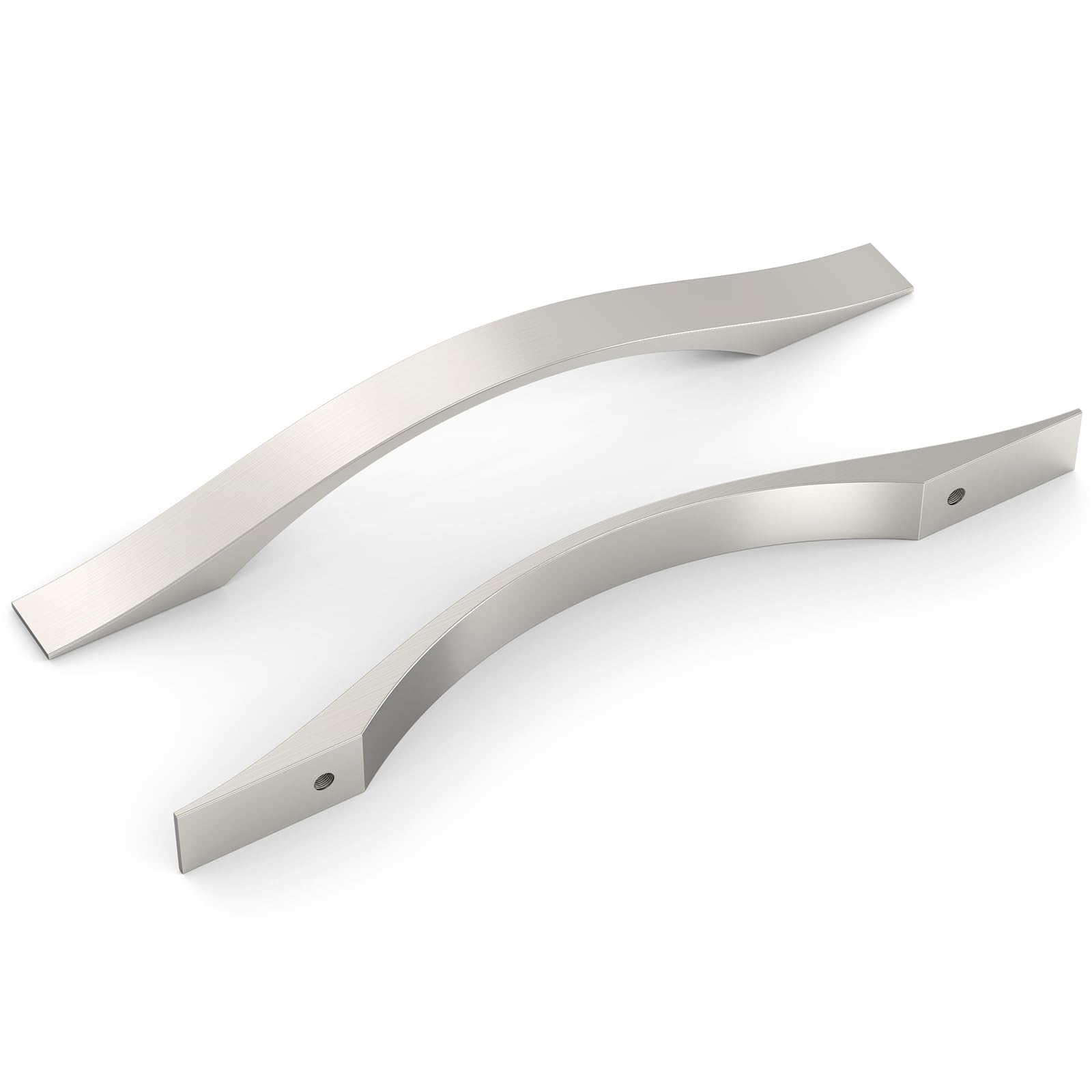 FURNIWARE Pack of 10 Brushed Nickel D-Shape Drawer Pulls, Kitchen Cabinet Handles 128mm(5 Inch) Hole Center, Modern Hardware Door Handles for Bathroom Cabinets Cupboard