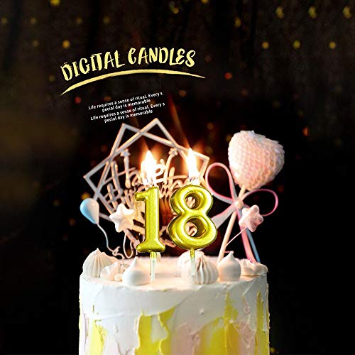 ZZPRO 10 PCS Cake Numeral Candles, Birthday Numeral Candles, Number 0-9 Glitter Cake Topper Decoration for Birthday Favor,Party Celebration