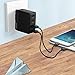PISEN 4 Port USB Wall Charger, Universal Travel Adapter with US UK EU Foldable AC Plug 20W 5V 4A Total Output for iPhone, IPad, Samsung Galaxy, Nexus, Tablets and Android Smartphones (Black)