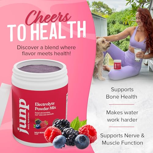 JUNP Electrolytes Powder No Sugar No Carbs, Wild Berry Fruit Flavor Keto Electrolyte Drink Mix - Potassium & Salt Hydration Powder Electrolytes, Zero Calorie Sugar Free Electrolyte Powder, 90 Servings
