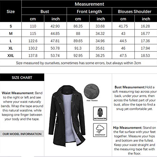 OUTAD Women's Rain Jacket Windbreaker Lightweight Waterproof Raincoats Outdoor Hooded Trench Coats Black - Thumbnail 6