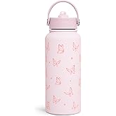 Butterfly Water Bottle Insulated Vacuum Stainless Steel 32oz with Lid, Gifts for Women Girls Teens Birthday Christmas