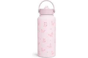 Butterfly Water Bottle Insulated Vacuum Stainless Steel 32oz with Lid, Gifts for Women Girls Teens Birthday Christmas