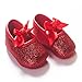 RVROVIC Baby Girl Moccasins Infant Princess Sparkly Premium Lightweight Soft Sole Tassels Prewalker Toddler Girls Shoes (M:6-12 Months, Red)