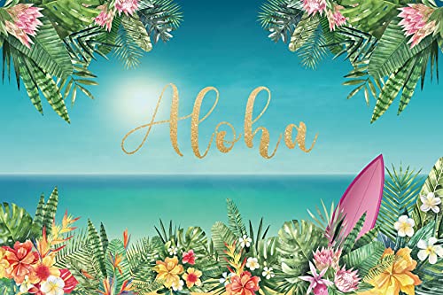 Renaiss 10x6.5ft Summer Aloha Backdrop for Photography Tropical Hawaiian Beach Floral Palm Background Kid Birthday Baby Shower Aloha Party Decoration Vinyl Photo Studio Props