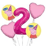 Peppa Pig Balloon Bouquet 2nd Birthday 5 pcs - Party Supplies Pink