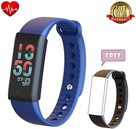 Fitness Tracker Watch with Heart Rate Monitor, Wearable Pedometer with Blood Pressure Monitor and Smart Bracelet Bluetooth Wristband with Replacement Band waterproof Upgrade for Kids, Men, Women(blue)