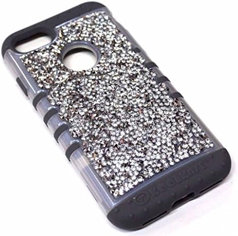 iPhone 7 Case, JV Accessories - Dual Layer High Impact Shockproof Koolkase Hybrid Rubber Protector Armor Skin Case Cover with Free Screen Film Protector (Silver Rhinestones/Frost Trim)