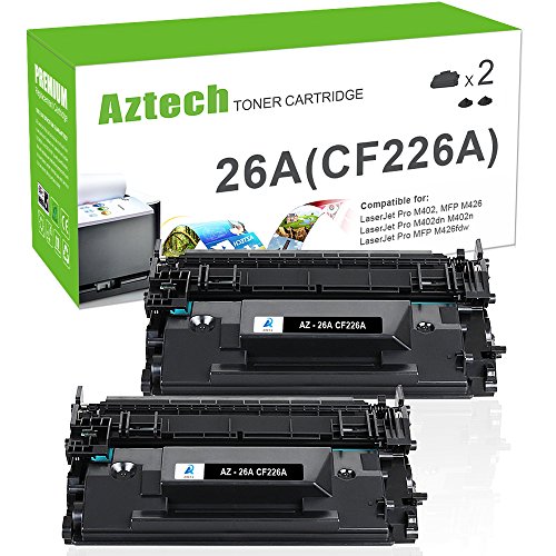 Aztech 2 Packs 26A Compatible Toner Cartridge Replacement for HP 26A CF226A 26X CF226X M402n HP Laserjet Pro M402n M402dn M402dw M402dne M402d