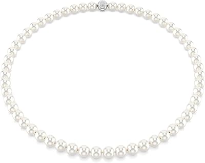 Collana Matrix, Crystal Pearl, Bianca, Placcato rodio