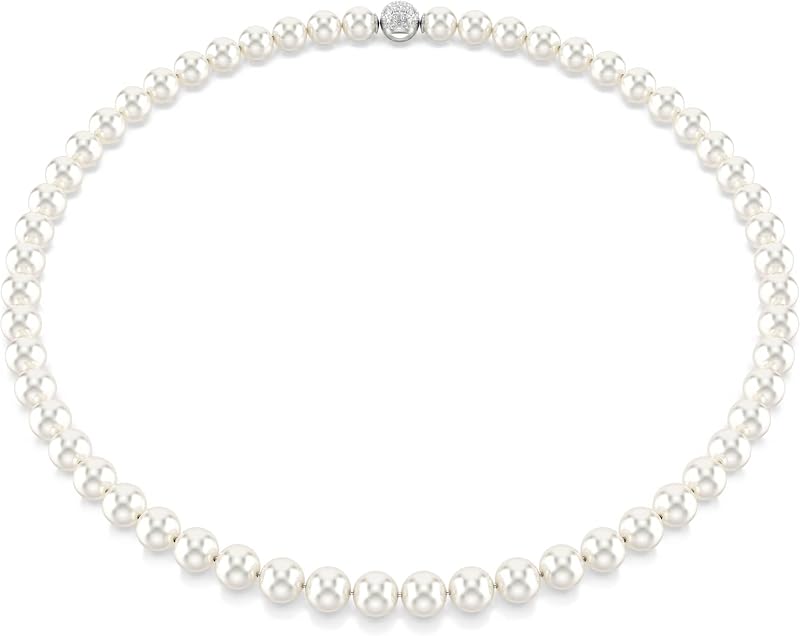 Collana Matrix, Crystal Pearl, Bianca, Placcato rodio
