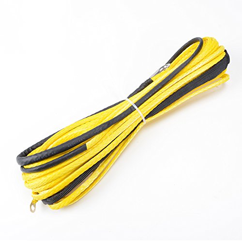 50 Feet x 3/16 Inches Yellow 5400 LBs Synthetic Winch Rope Car ATV UTV Tow Offroad Recovery Cable - Thumbnail 5