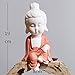 White Ceramic Little Cute Buddha Statue Buddha Figurines Home Decor Creative Crafts Ornaments Gift Delicate Ceramic Arts and Crafts (Red)