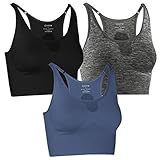 Fittin Yoga Sports Bra Mid Support with Wide Underband for Workout Fitness Gym Jogging 3-Pack L