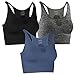 Fittin Padded Sports Bra High Impact Support with Wide Underband for Yoga Workout Fitness Gym Jogging 3-Pack Black Grey Blue L