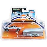 2017 Chevrolet Silverado Pickup Truck & Aerovault Trailer Gulf Oil Hitch & Tow Limited Edition to 2760 Pieces 1/64 Diecast Car by Greenlight 51243