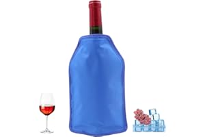 HI FINE CARE Wine Cooler Sleeve - Bottle Chill Ice Pack for Freezer - Vodka, Tequila Chiller Carrier - Christmas Holiday Gifts for Wine Lovers (Blue)