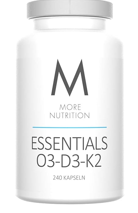 More Nutrition Essentials O3-D3-K2. Vitamin D3, K2 Und Omega 3 Fettsäuren. Fischöl Mit EPA & DHA Ohne Zusätze. 1 x 240 Kapsel