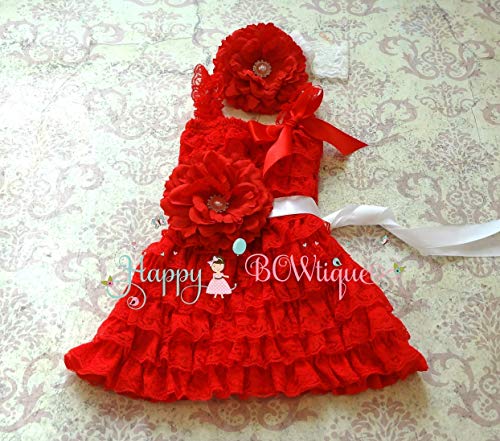 red lace flower girl dress