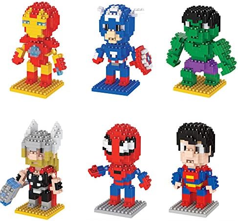 KATERT 6 Box Hero Characters Diamond Block Miniature Building Blocks Kit Parent-child DIY Games Building Blocks Children's Educational Toys Party Supplies Collection