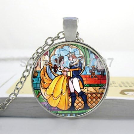 Pretty Lee 2015 New Glass Dome Necklace Beauty And The Beast Necklace Beauty And The Beast Pendant Necklace Glass Picture Pendant
