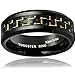 King Will 8mm Mens Tungsten Ring Wedding Band Black and Gold Carbon Fiber Inlay Comfort Fit