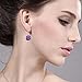 Gem Stone King 12.00 Cttw Purple Amethyst Dangle Earrings For Women | 925 Sterling Silver | Gemstone Birthstone | Cushion Checkerboard Cut 12MM