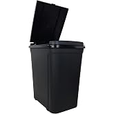 Kitchen Trash Can, 7.6 Gallon Plastic Trash Can with Squeeze Lid, Black